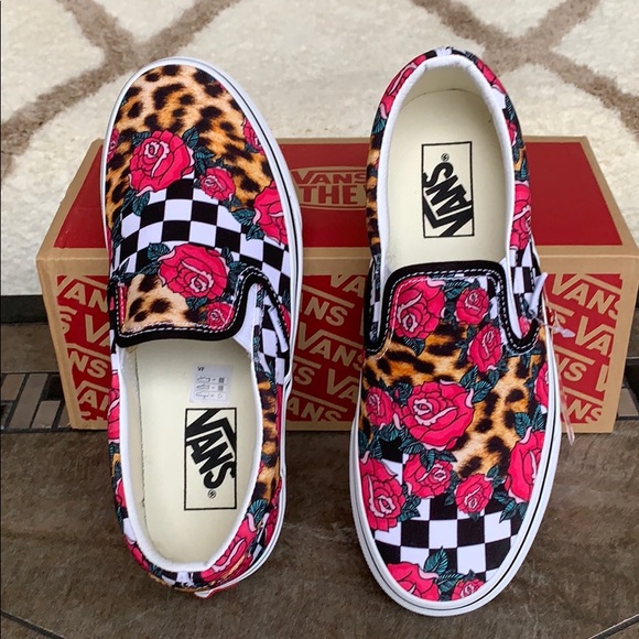 ••VANS CLASSIC SLIP ON ROSE/ANIMALCHCK TRWHT men’s - Picture 12 of 16
